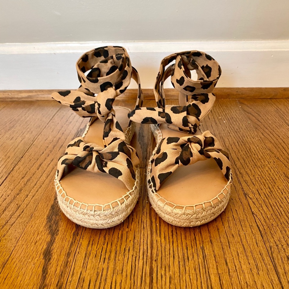 Old Navy Lace Up Leopard Sandals